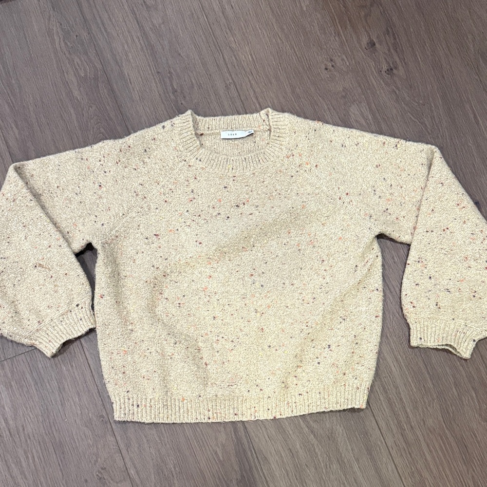 Lush Beige Speckled Crew Neck Sweater